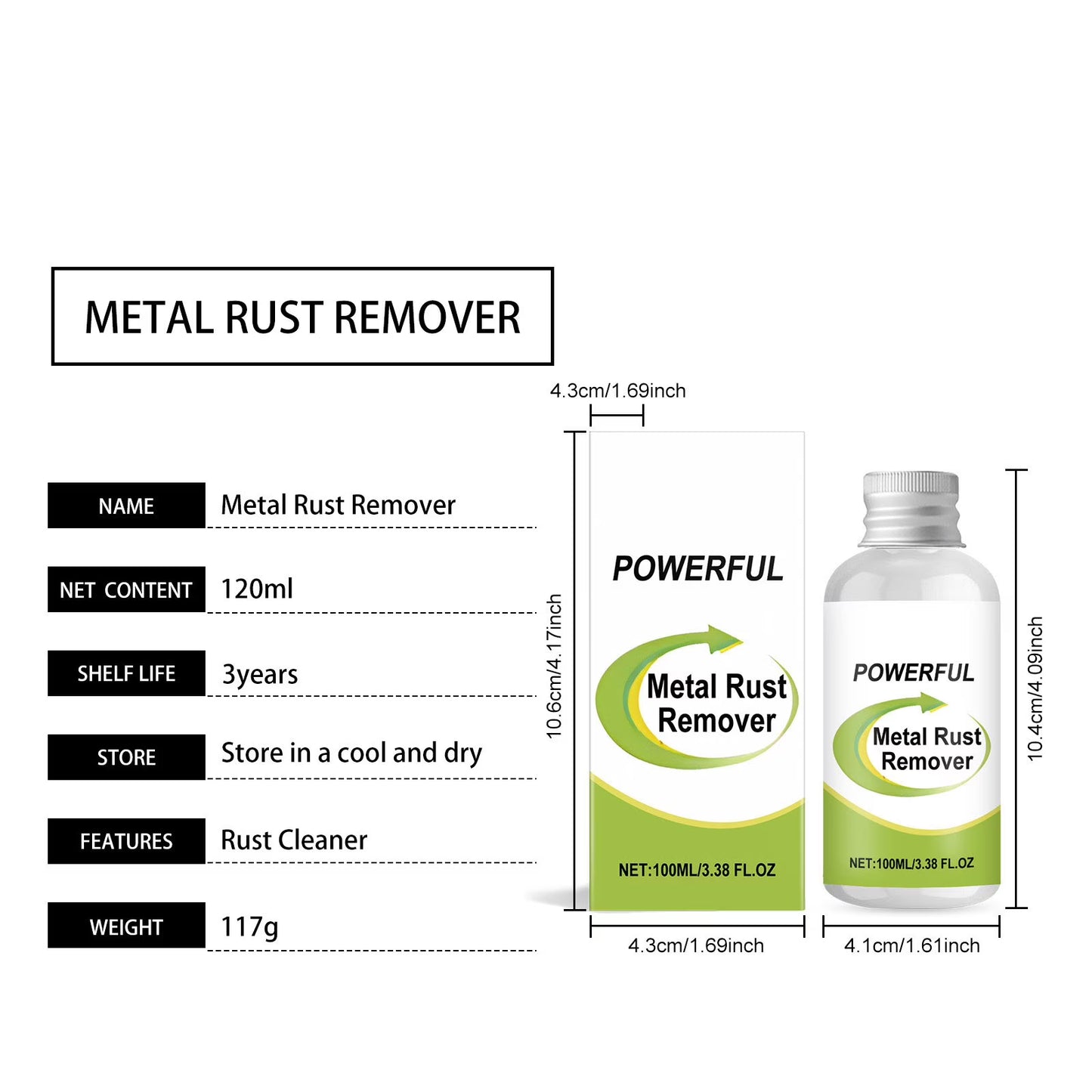 Metal Rust Remover 100ml/3.38OZ