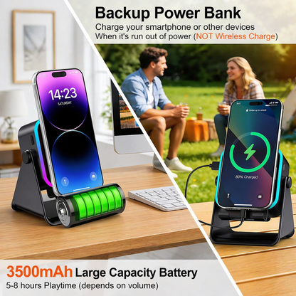 5-in-1 Phone Stand Speaker with RGB Light & Bluetooth
