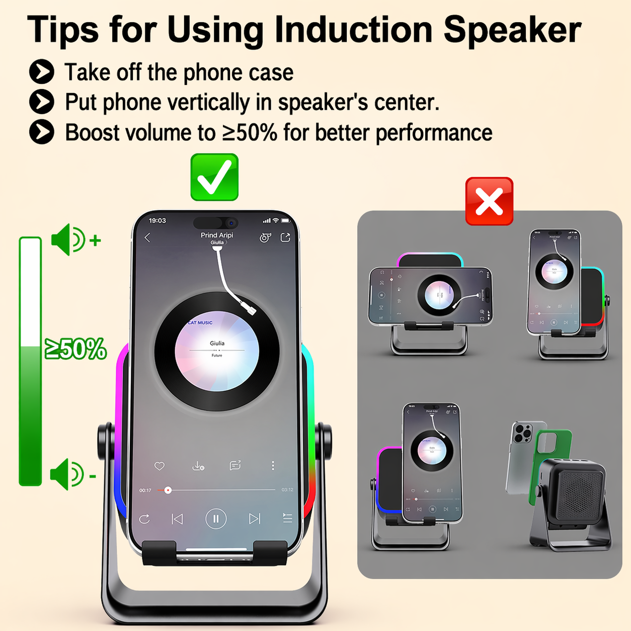 5-in-1 Phone Stand Speaker with RGB Light & Bluetooth