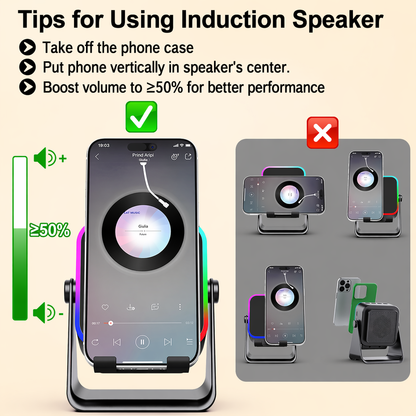 5-in-1 Phone Stand Speaker with RGB Light & Bluetooth