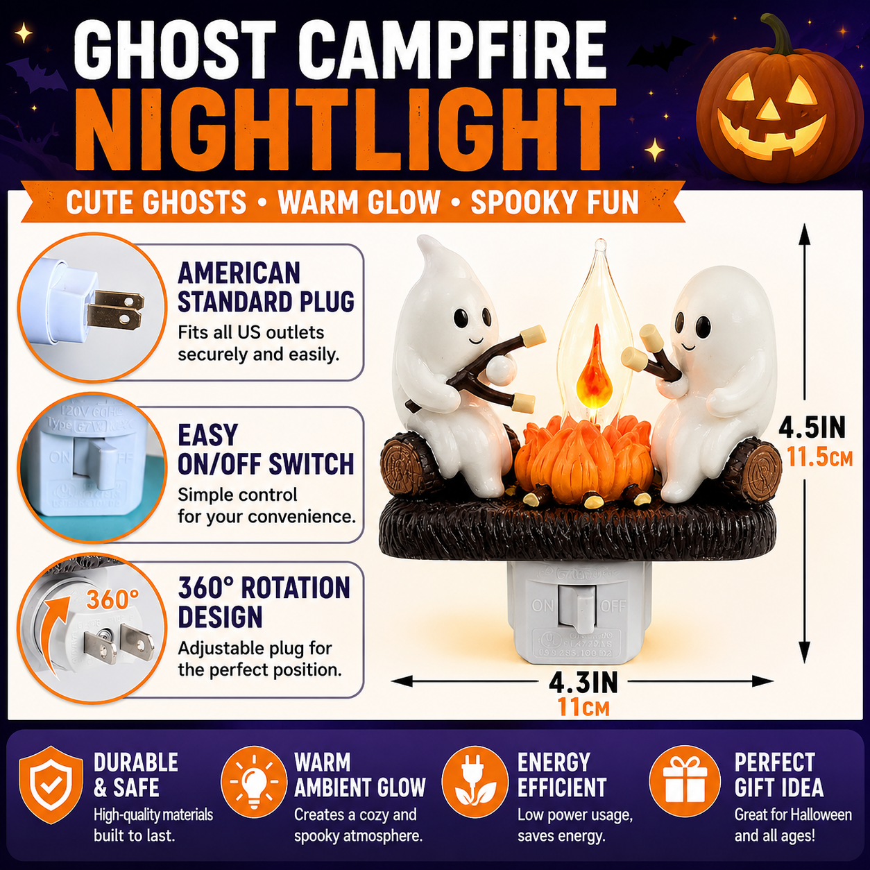 Ghost Campfire™ – Cozy Halloween Night Light