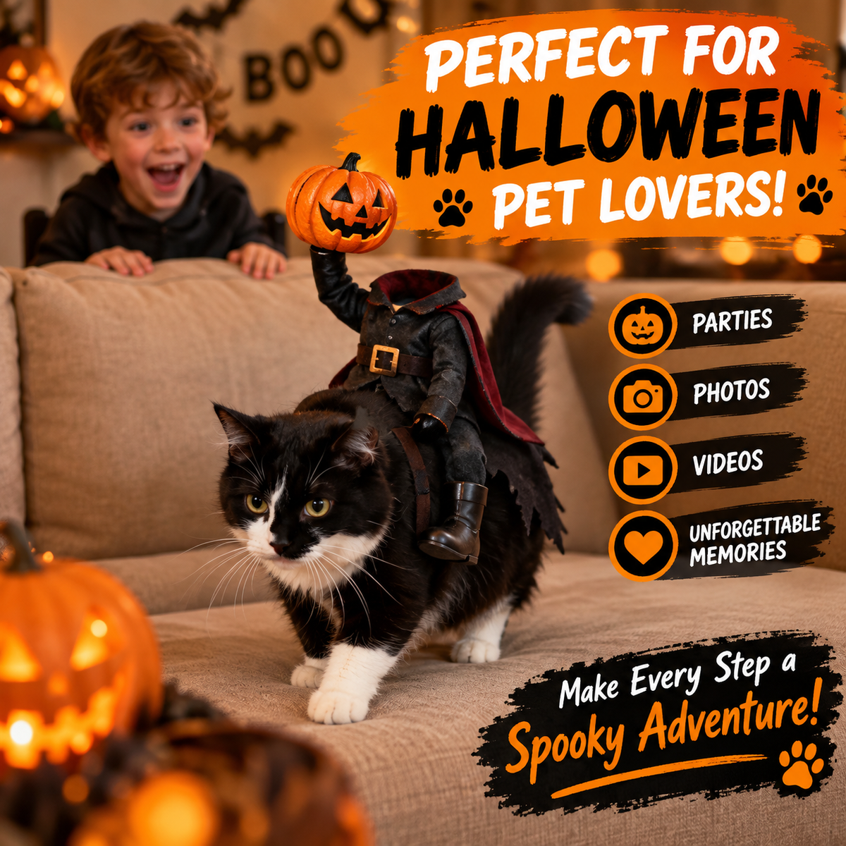 SpookyRider™ – 3D Headless Horseman Pet Costume