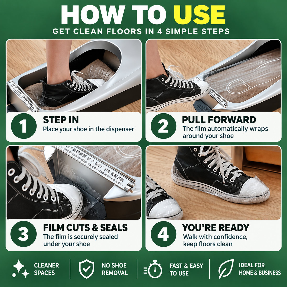 SoleGuard™ – Automatic Shoe Film Dispenser.