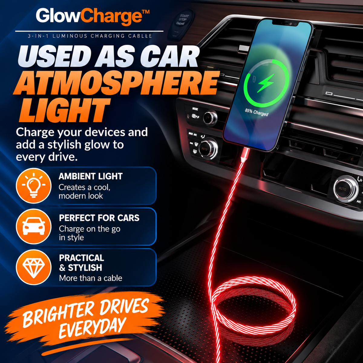 GlowCharge™ – 3-in-1 Luminous Charging Cable