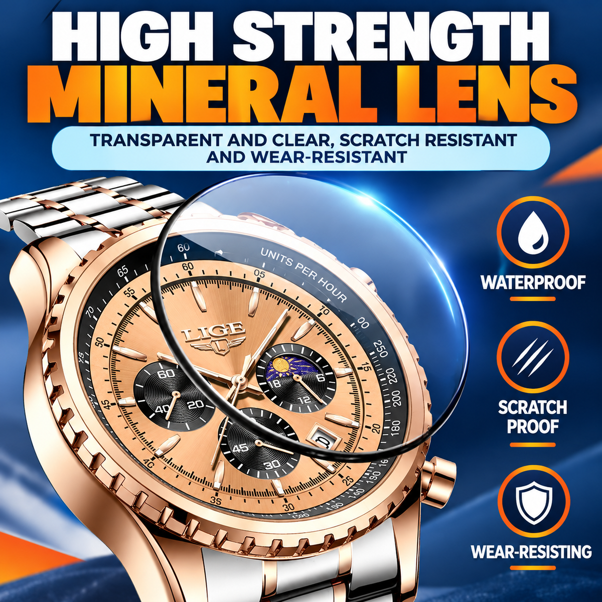 LIGE™ Men's Quartz Chronograph Watch