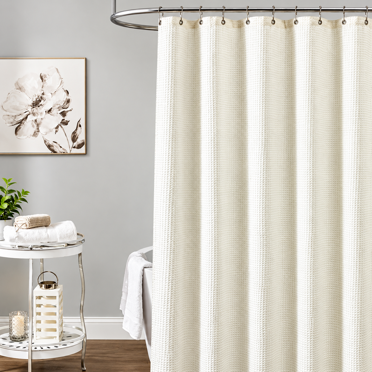Bathora™ – Premium Waffle Shower Curtain
