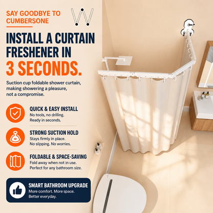 AquaFold™ – Fold-Away Shower Curtain Rod (Curtain Not Included)