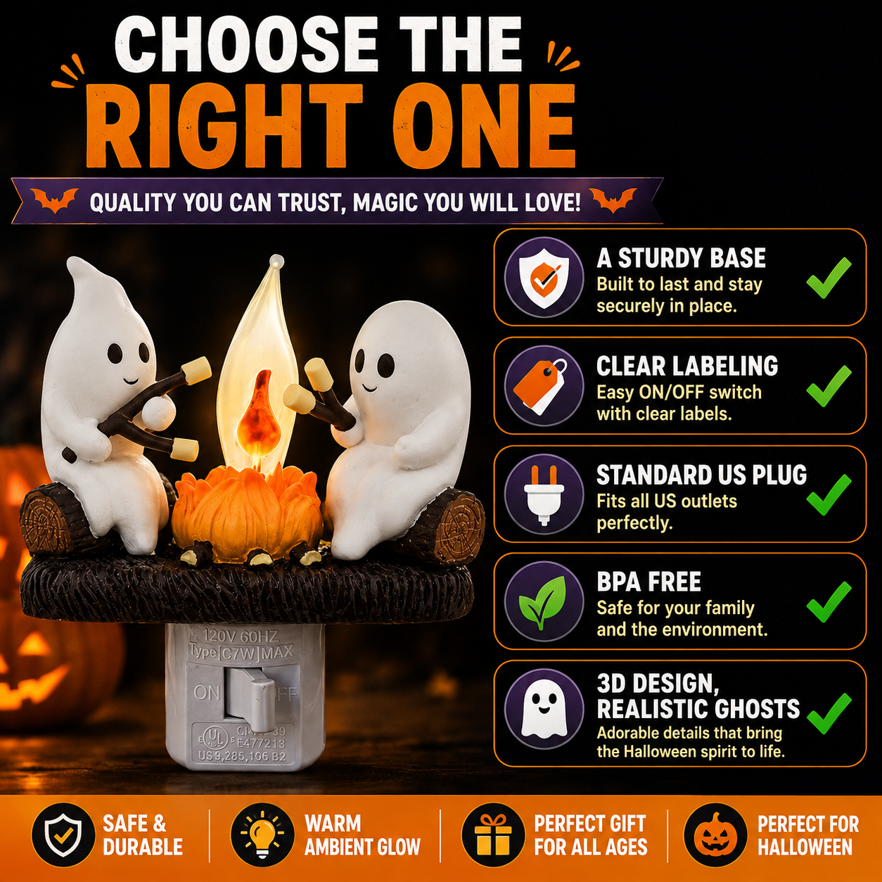 Ghost Campfire™ – Cozy Halloween Night Light