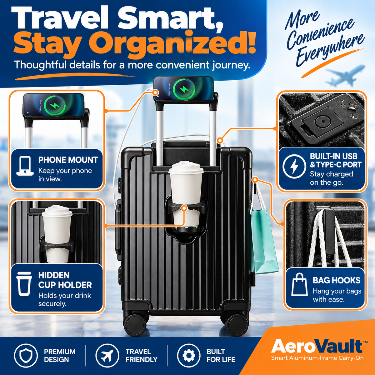 AeroVault™ – Smart Aluminum-Frame Carry-On
