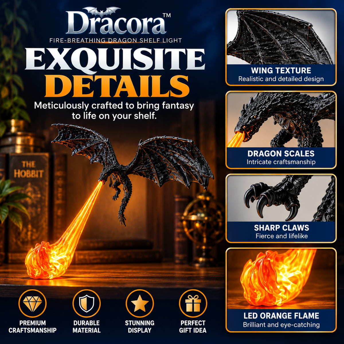 Dracora™ – Fire-Breathing Dragon Shelf Ligh
