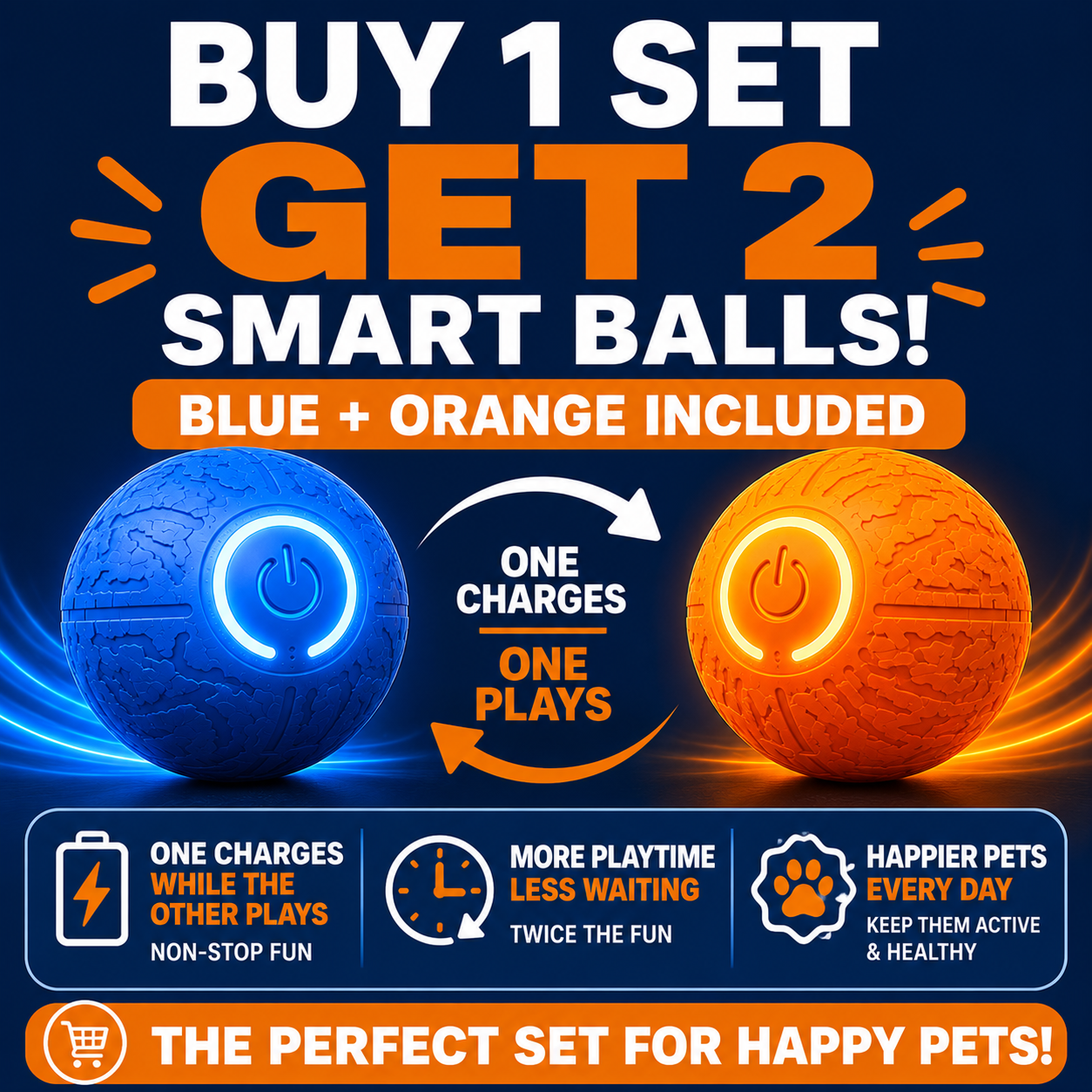 DuoPlay™ Interactive Smart Ball Set [Blue + Orange]