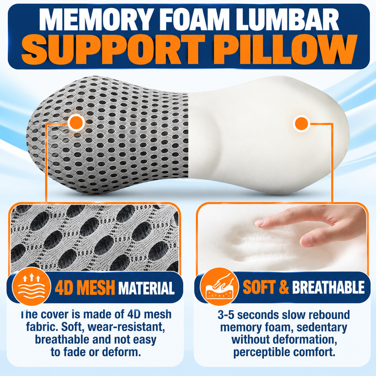 Lumbora™ Ergonomic Memory Foam Lumbar Support