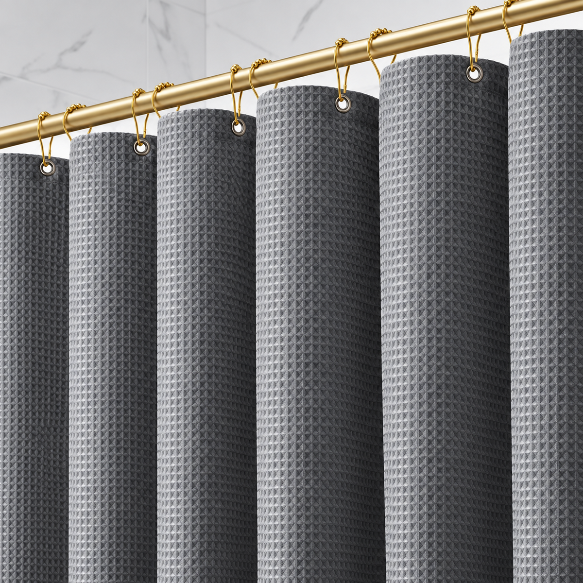 Bathora™ – Premium Waffle Shower Curtain