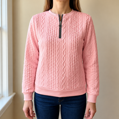Velmora™ – Elegant Textured Zip Sweatshirt