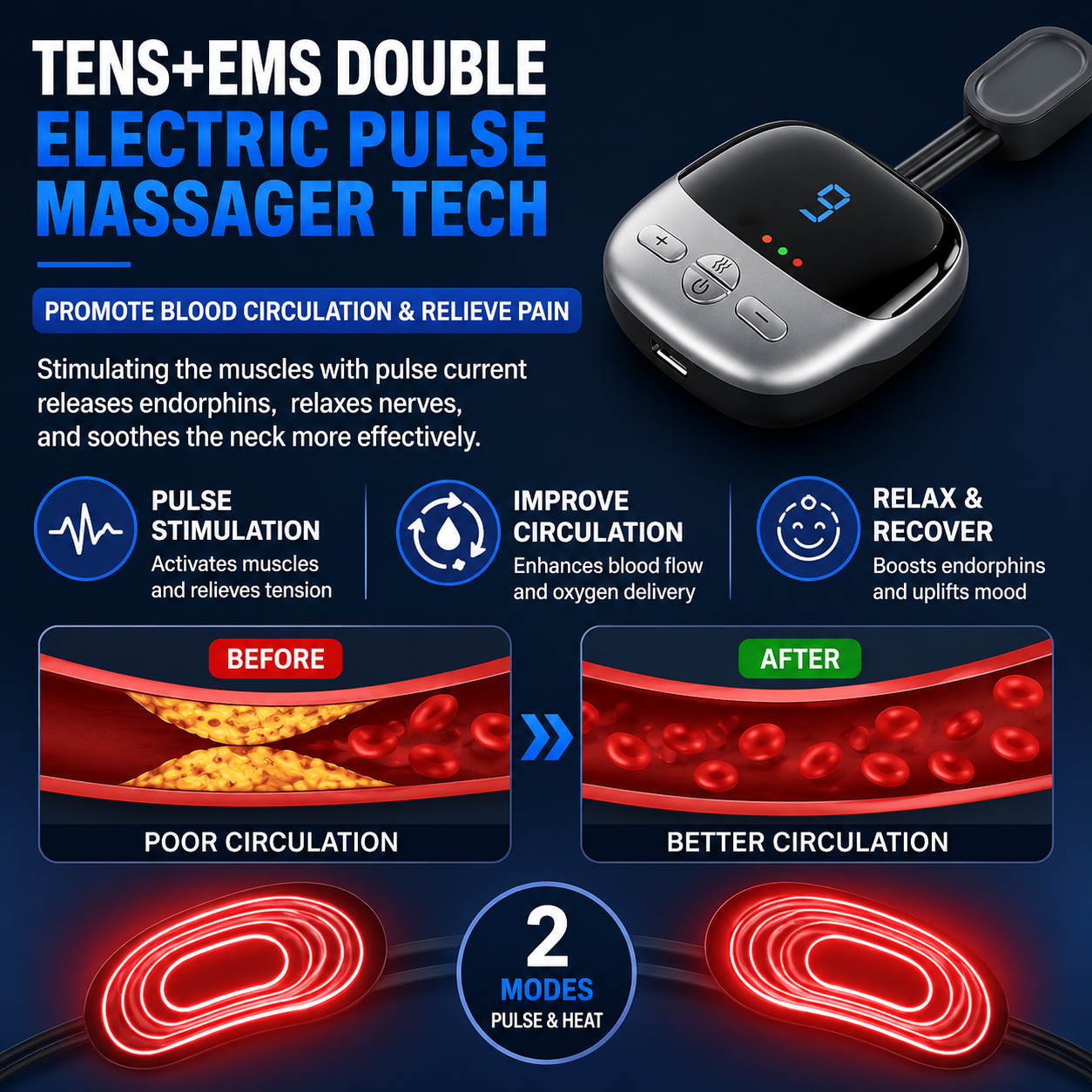 NeckEase™ Pro – EMS Heat Therapy Neck Massager