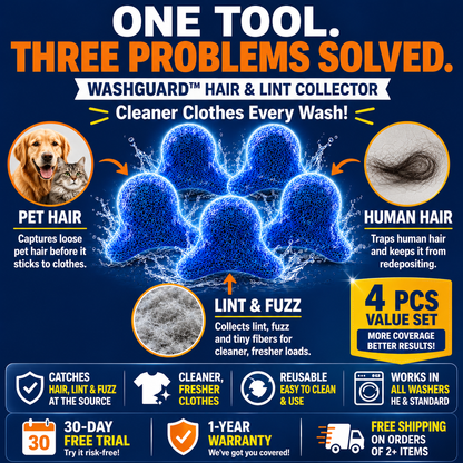 WashGuard™ 4PCS Hair & Lint Collector for Laundry
