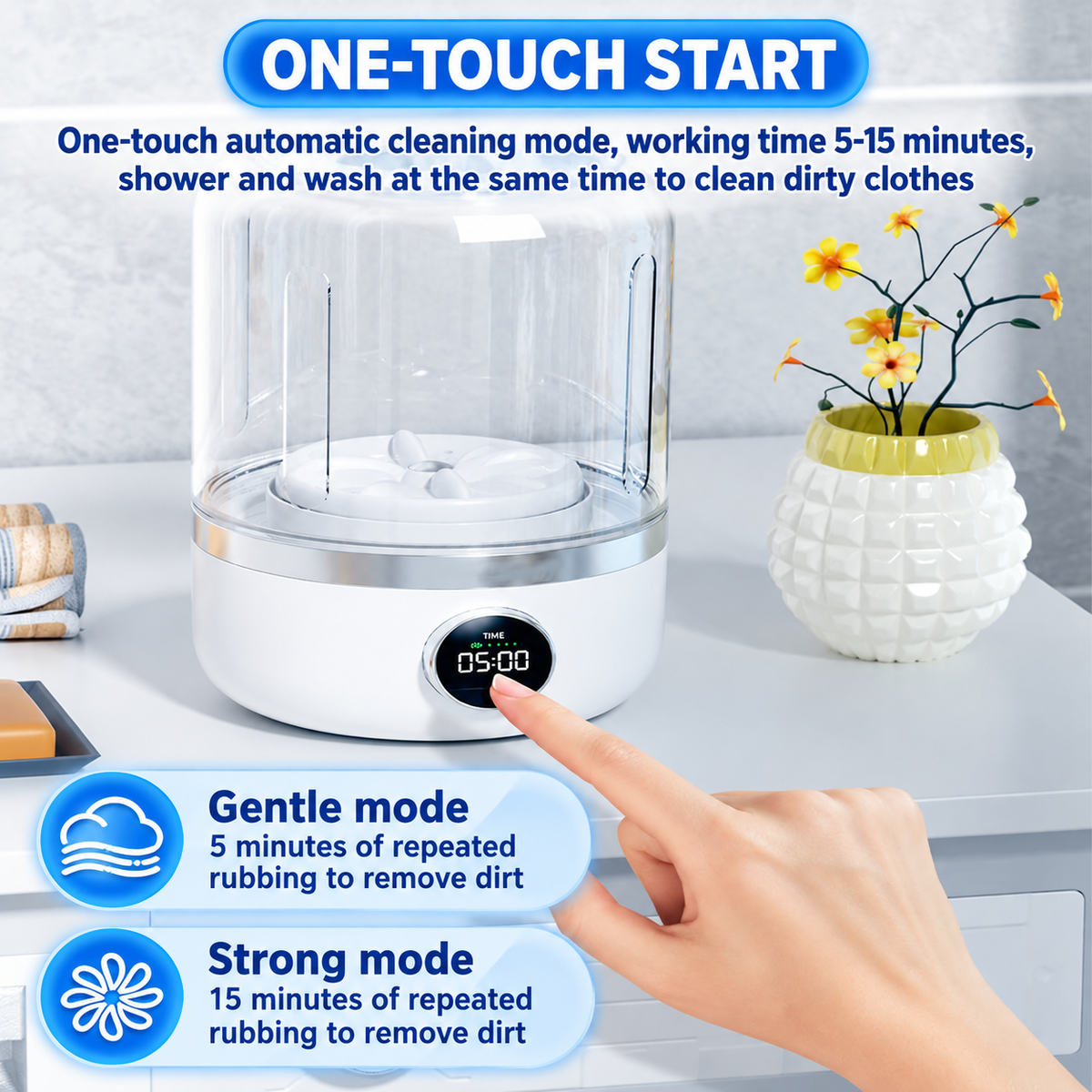 Washora™ – Cordless Mini Laundry System.