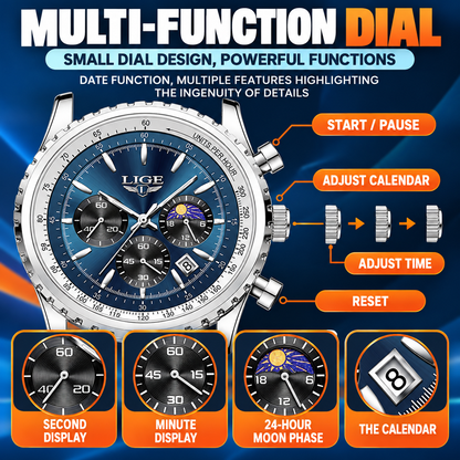 LIGE™ Men's Quartz Chronograph Watch