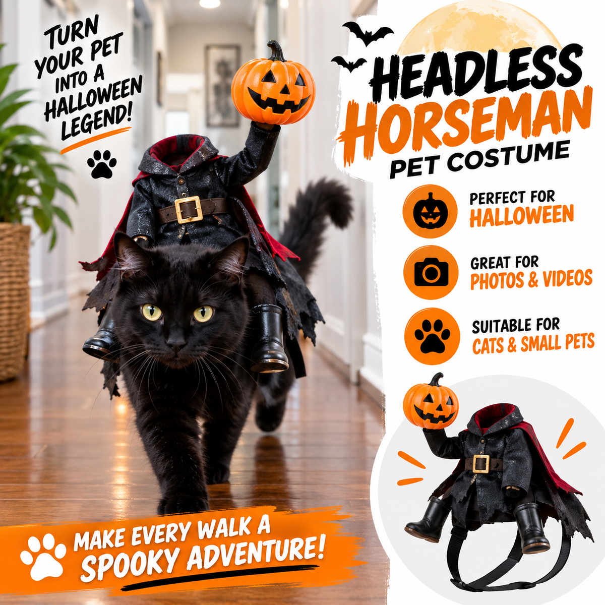 SpookyRider™ – 3D Headless Horseman Pet Costume