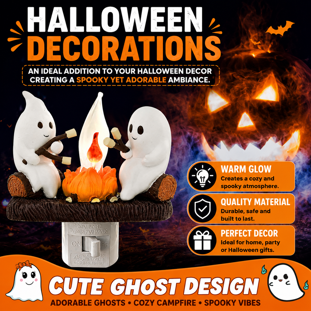 Ghost Campfire™ – Cozy Halloween Night Light