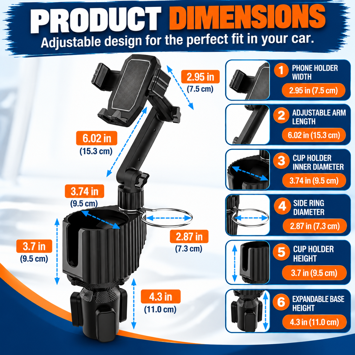 Driveora™ 2-in-1 Cup & Phone Holder
