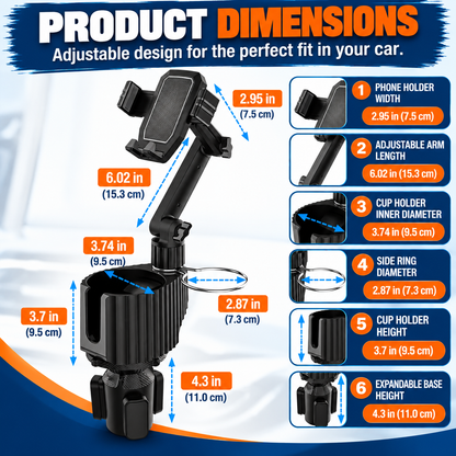 Driveora™ 2-in-1 Cup & Phone Holder