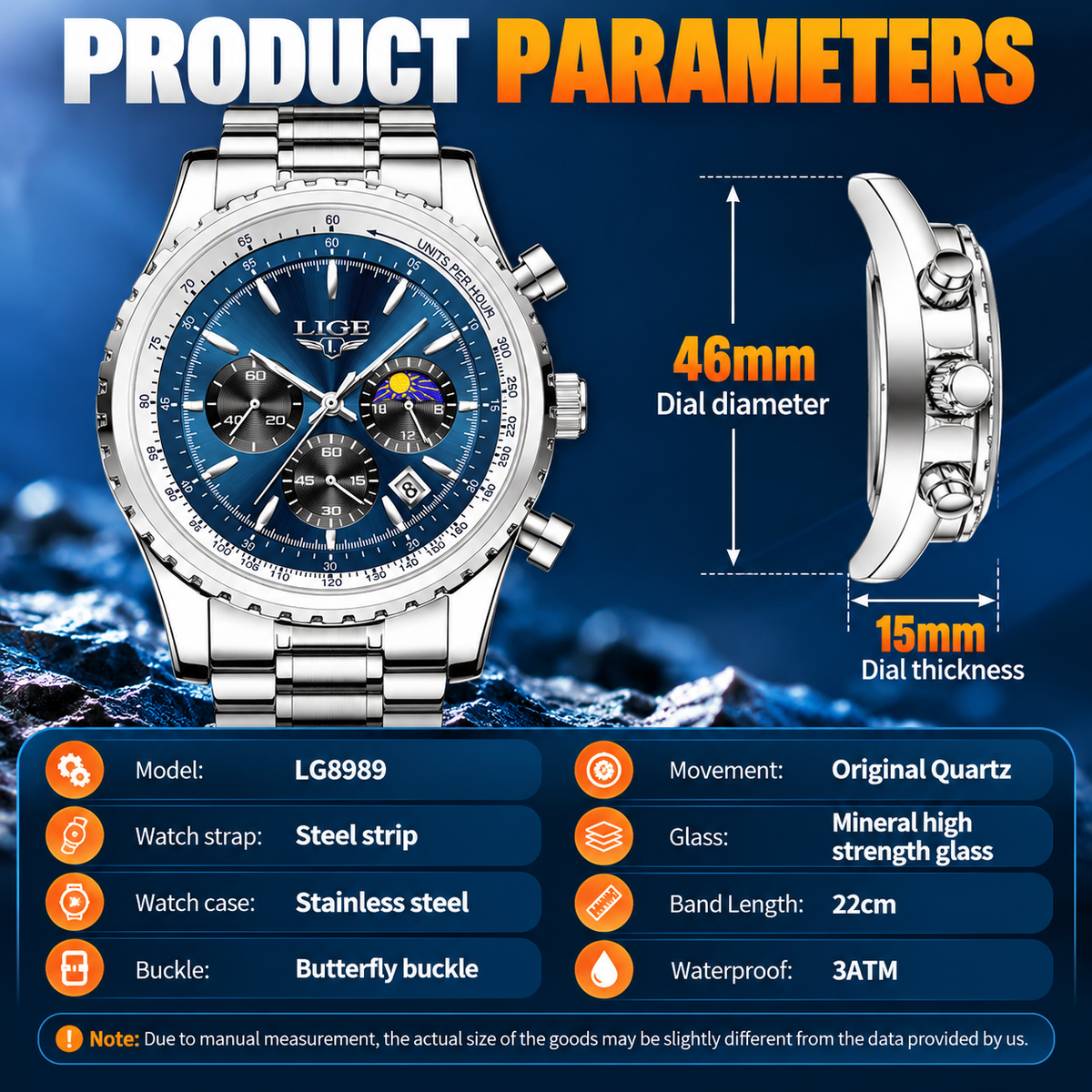 LIGE™ Men's Quartz Chronograph Watch
