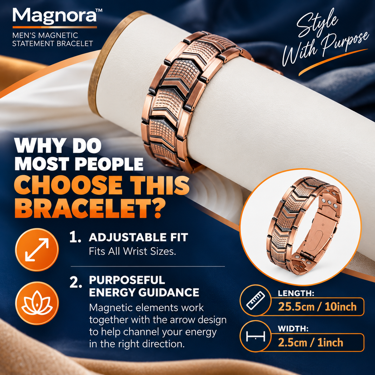 Magnora™ – Men's Magnetic Statement Bracelet