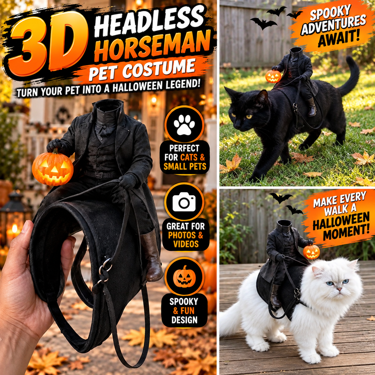 SpookyRider™ – 3D Headless Horseman Pet Costume