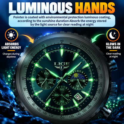 LIGE™ Men's Quartz Chronograph Watch