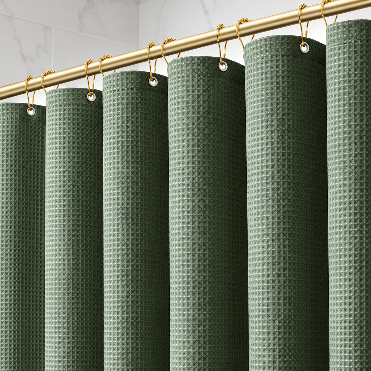 Bathora™ – Premium Waffle Shower Curtain