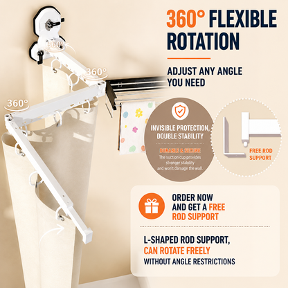AquaFold™ – Fold-Away Shower Curtain Rod (Curtain Not Included)