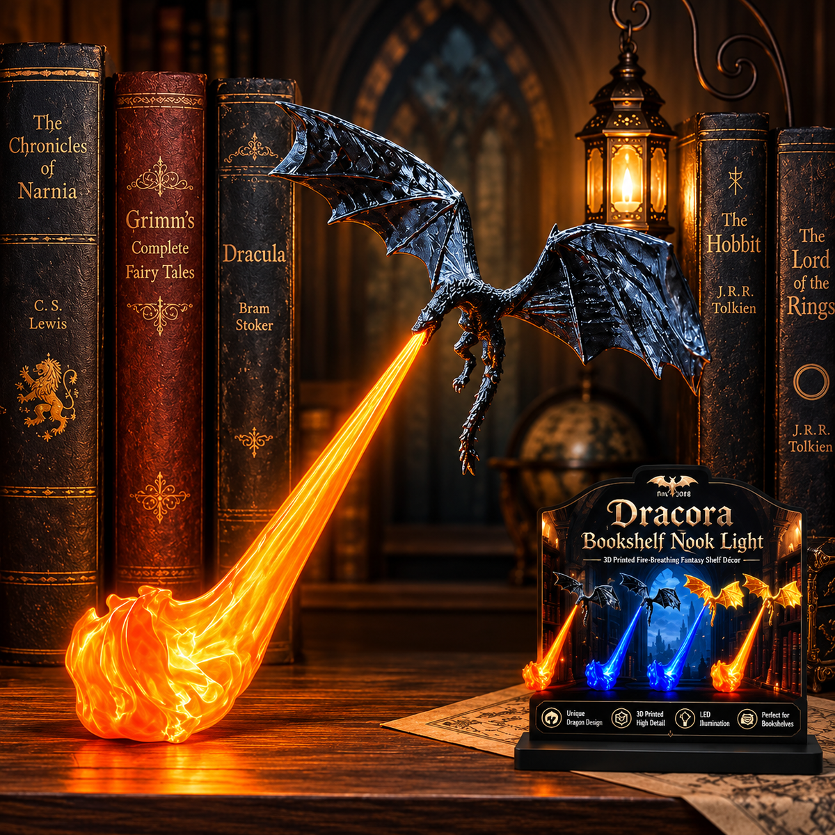 Dracora™ – Fire-Breathing Dragon Shelf Ligh