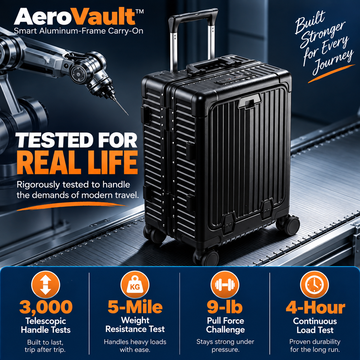 AeroVault™ – Smart Aluminum-Frame Carry-On