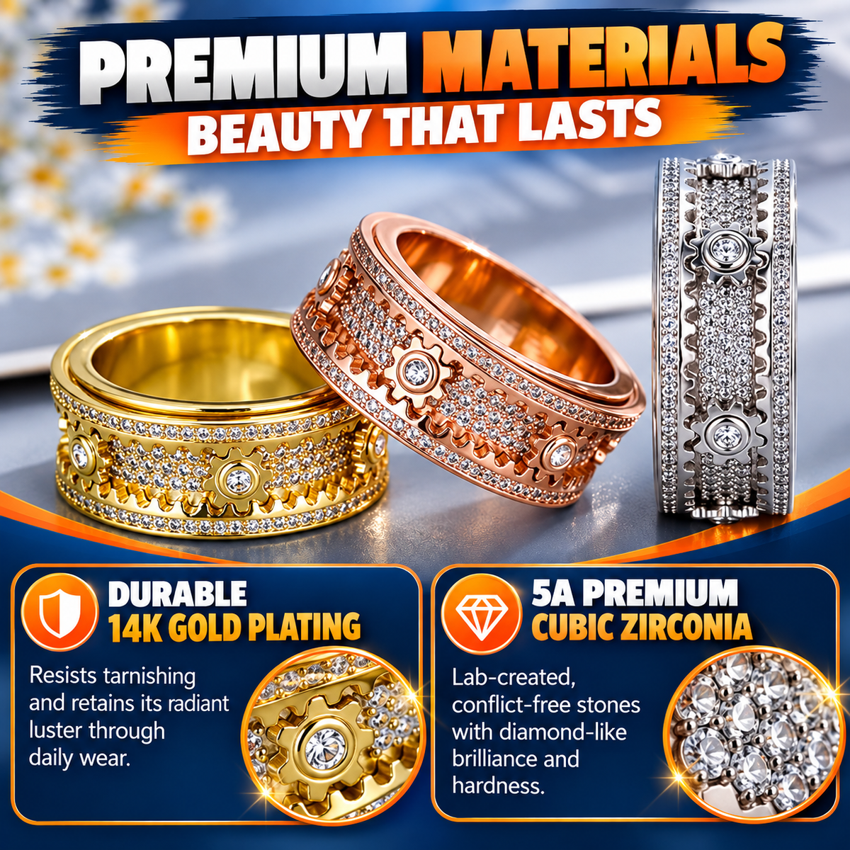 Gearora™ – Premium Mechanical Spinner Ring