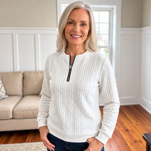 Velmora™ – Elegant Textured Zip Sweatshirt