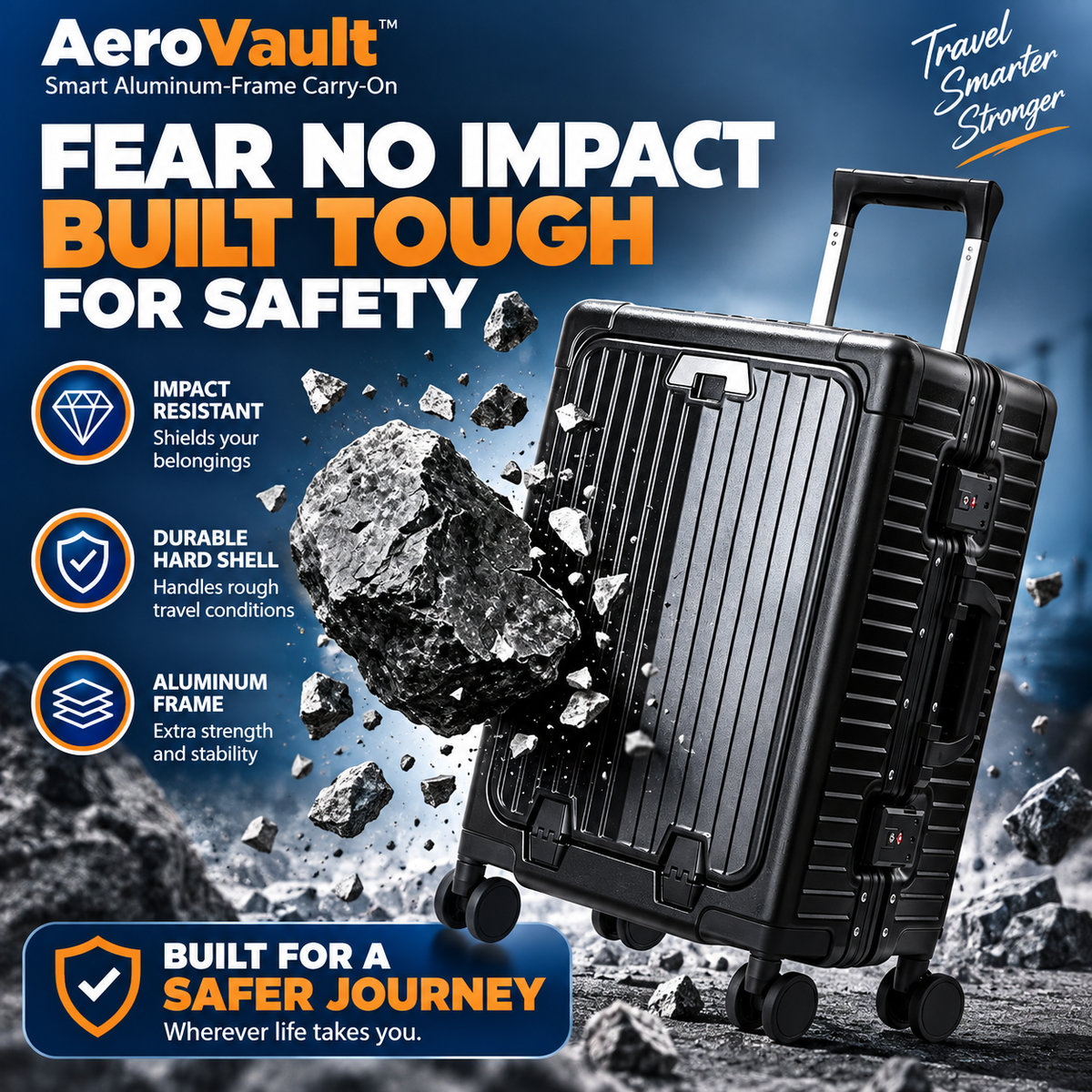 AeroVault™ – Smart Aluminum-Frame Carry-On