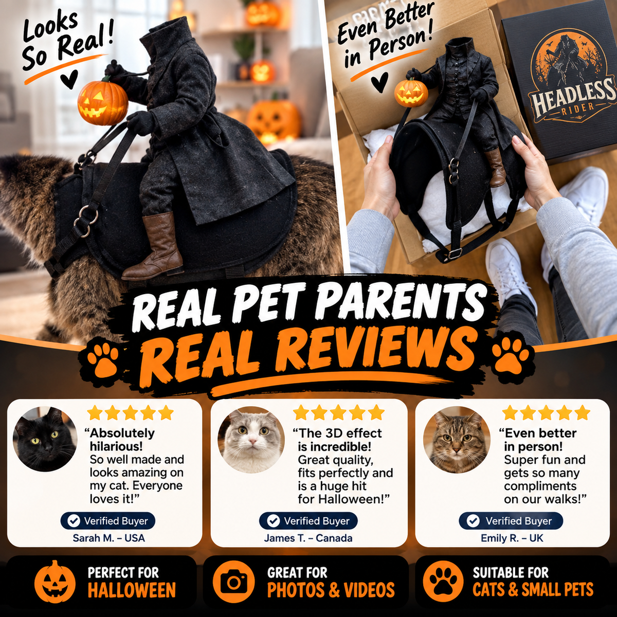 SpookyRider™ – 3D Headless Horseman Pet Costume