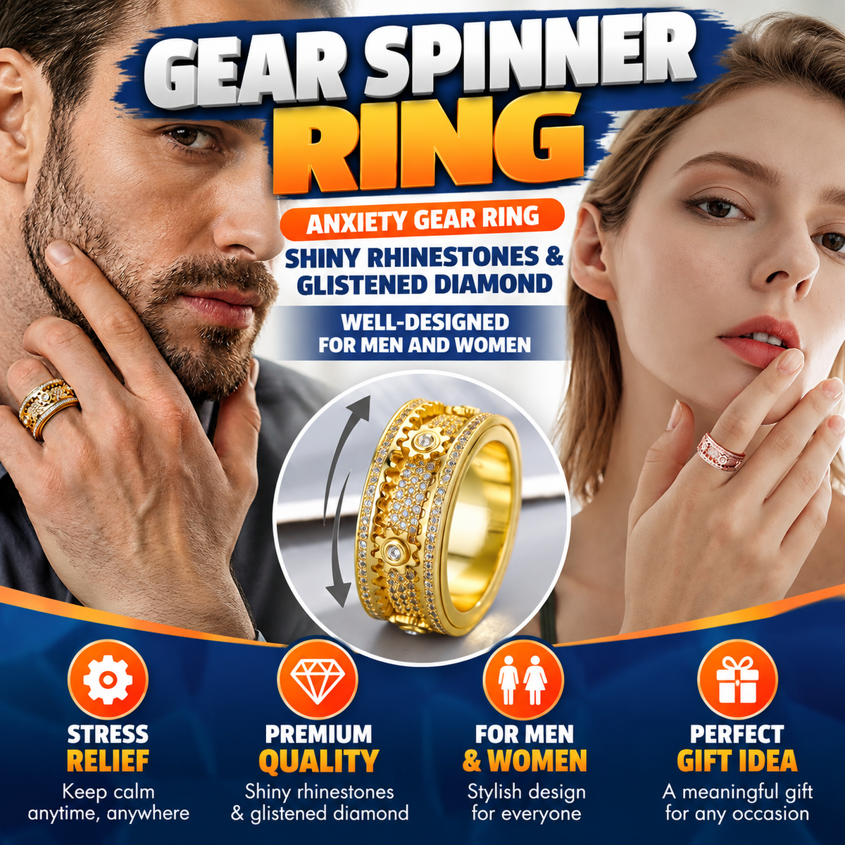 Gearora™ – Premium Mechanical Spinner Ring