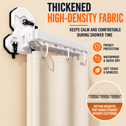 AquaFold™ – Fold-Away Shower Curtain Rod (Curtain Not Included)
