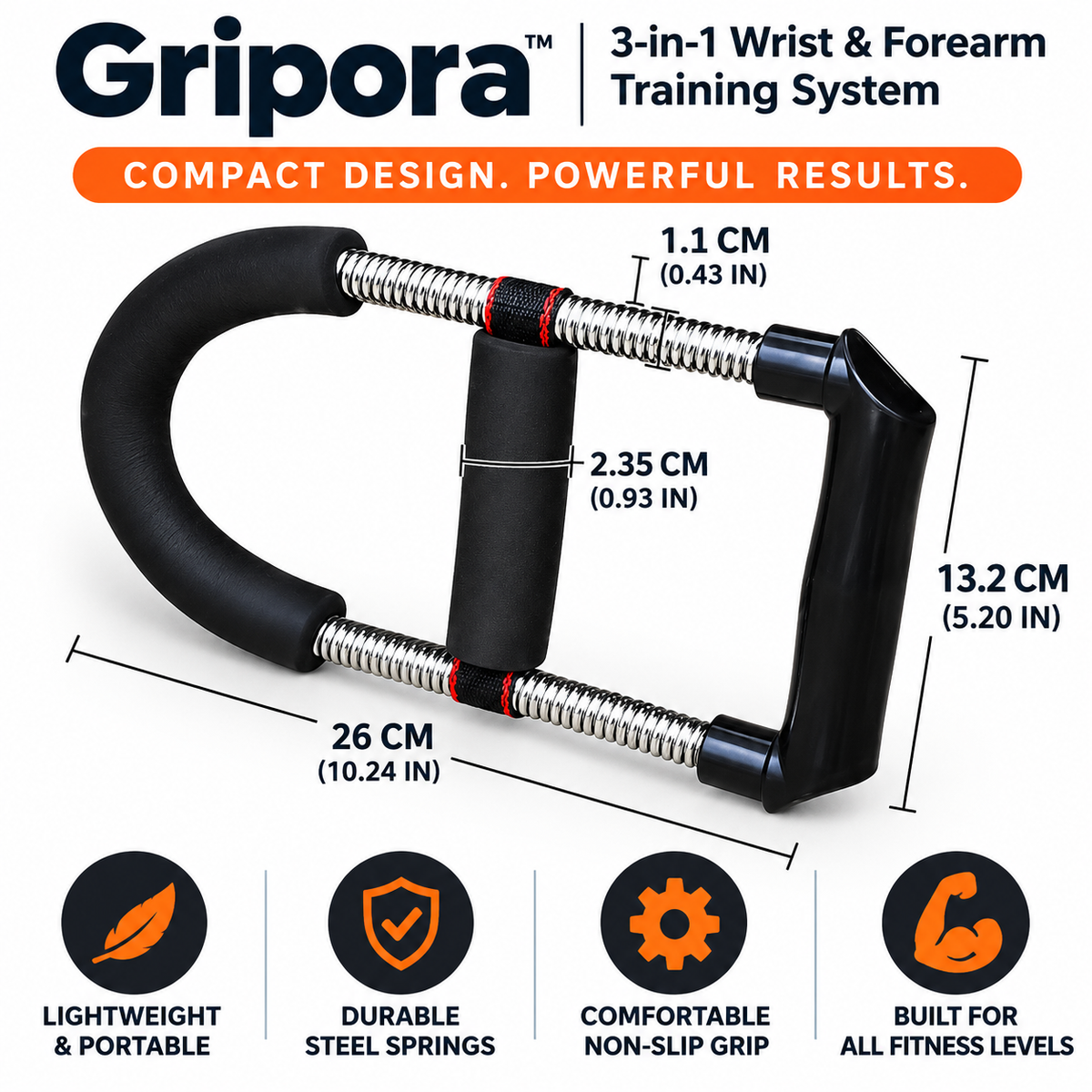 Gripora™ 3-in-1 Wrist & Forearm Training System