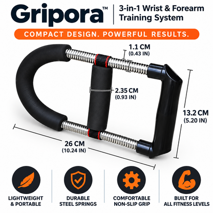 Gripora™ 3-in-1 Wrist & Forearm Training System