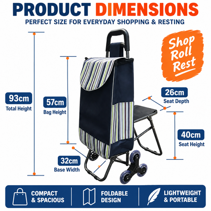 Restora™ – 3-in-1 Shopping Cart & Rest Seat
