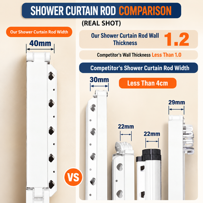 AquaFold™ – Fold-Away Shower Curtain Rod (Curtain Not Included)