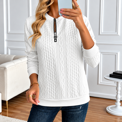 Velmora™ – Elegant Textured Zip Sweatshirt