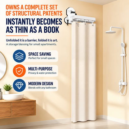 AquaFold™ – Fold-Away Shower Curtain Rod (Curtain Not Included)