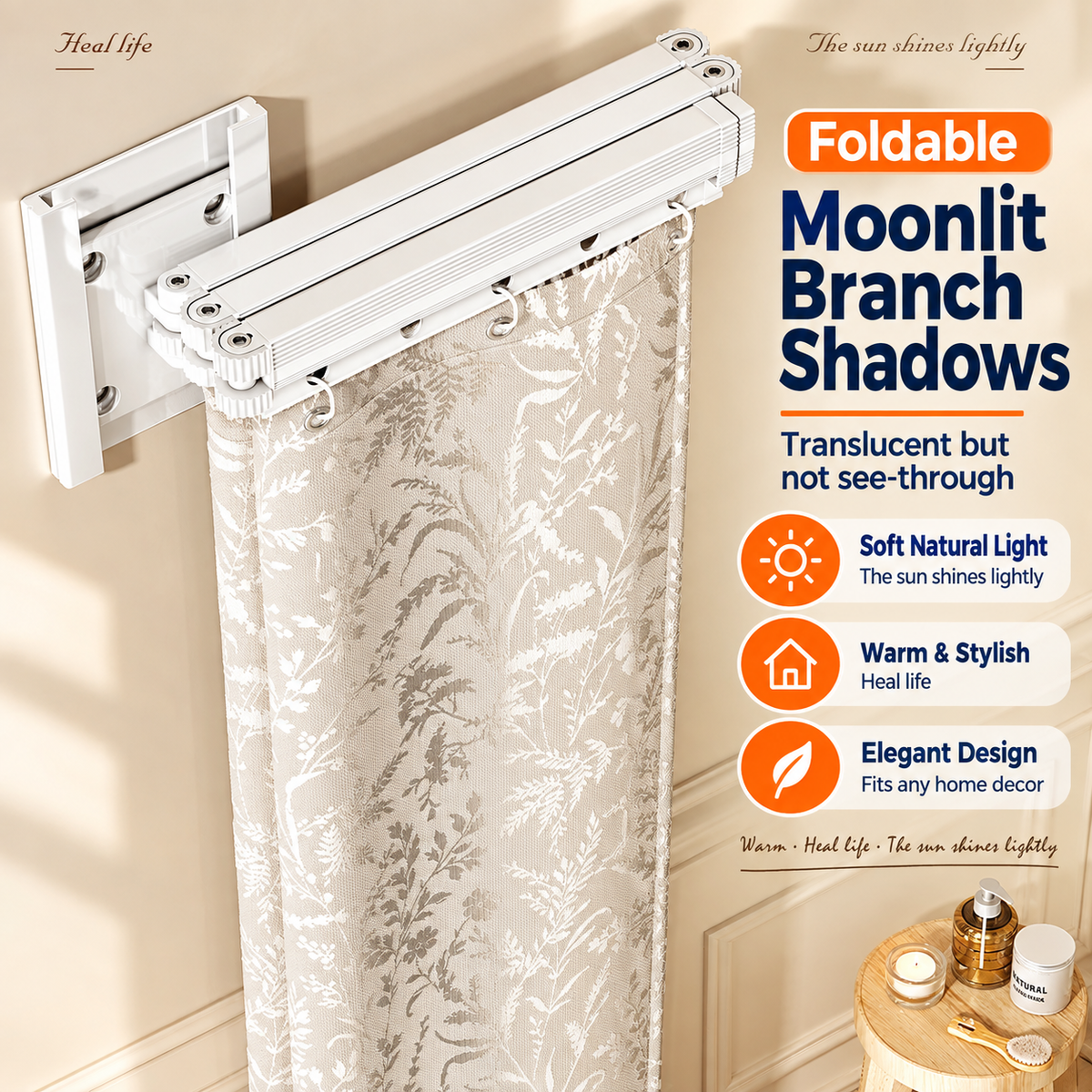 AquaFold™ – Fold-Away Shower Curtain Rod (Curtain Not Included)