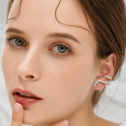 Crystal Serpent™ Snake Crystal Ear Cuff Earrings (1 Pair)