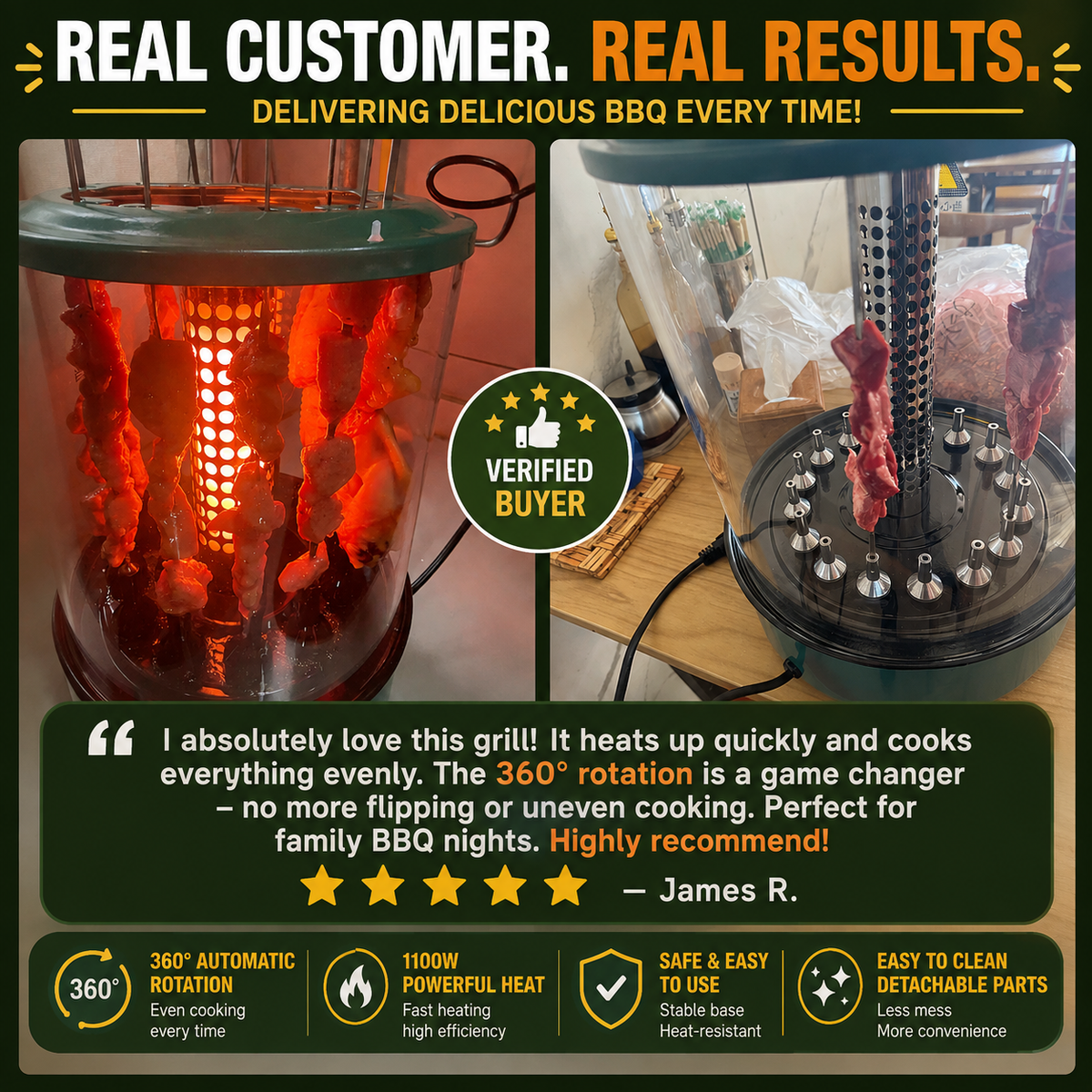 Grillora™ – 360° Automatic Indoor Rotisserie