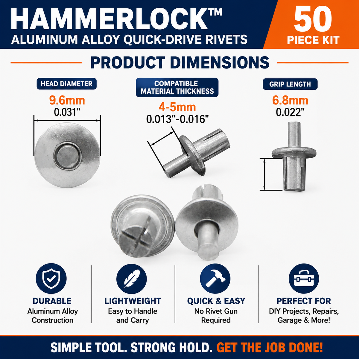 HammerLock™ – Aluminum Alloy Quick-Drive Rivets